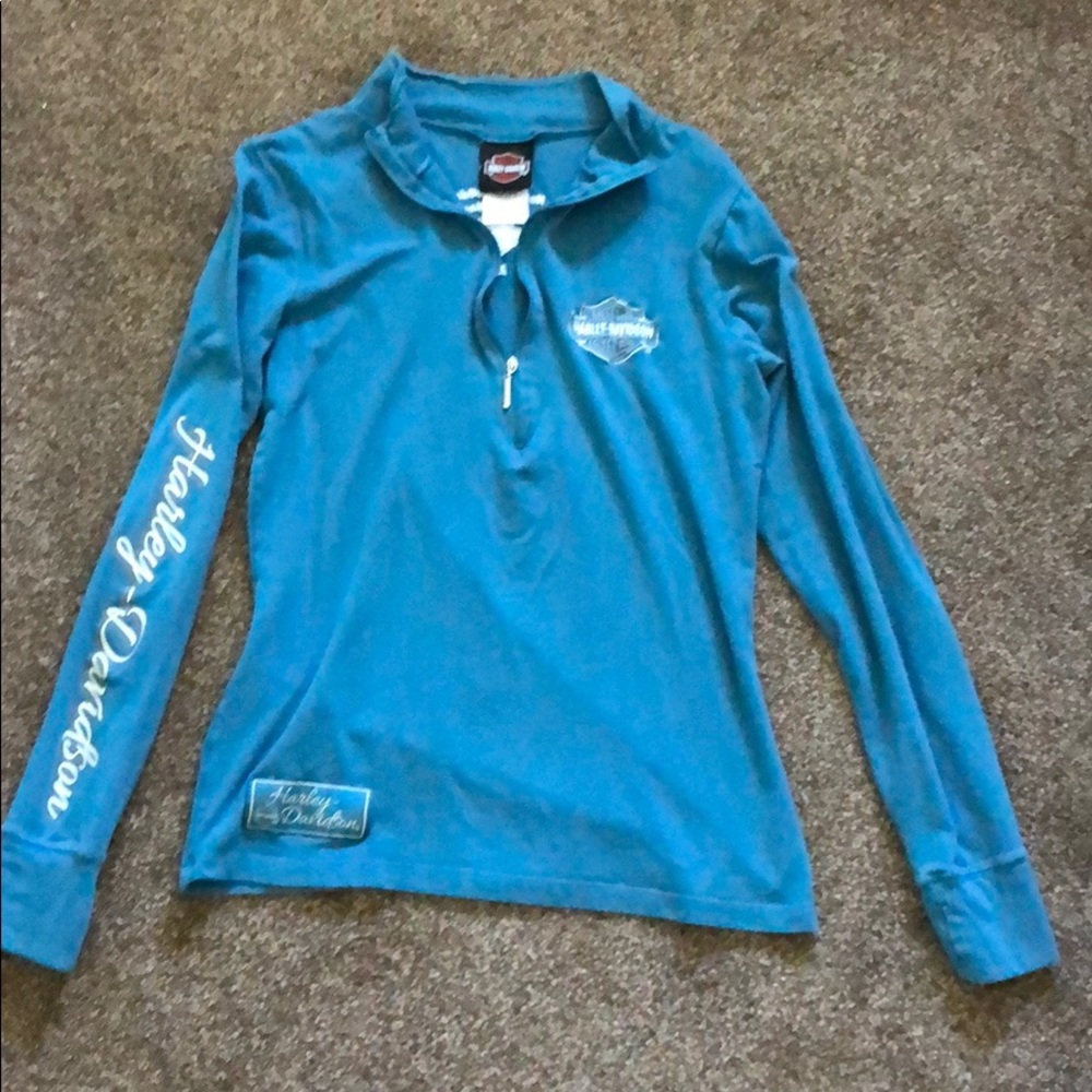 Med LS Harley Half Zip Ladies Top from Dallas